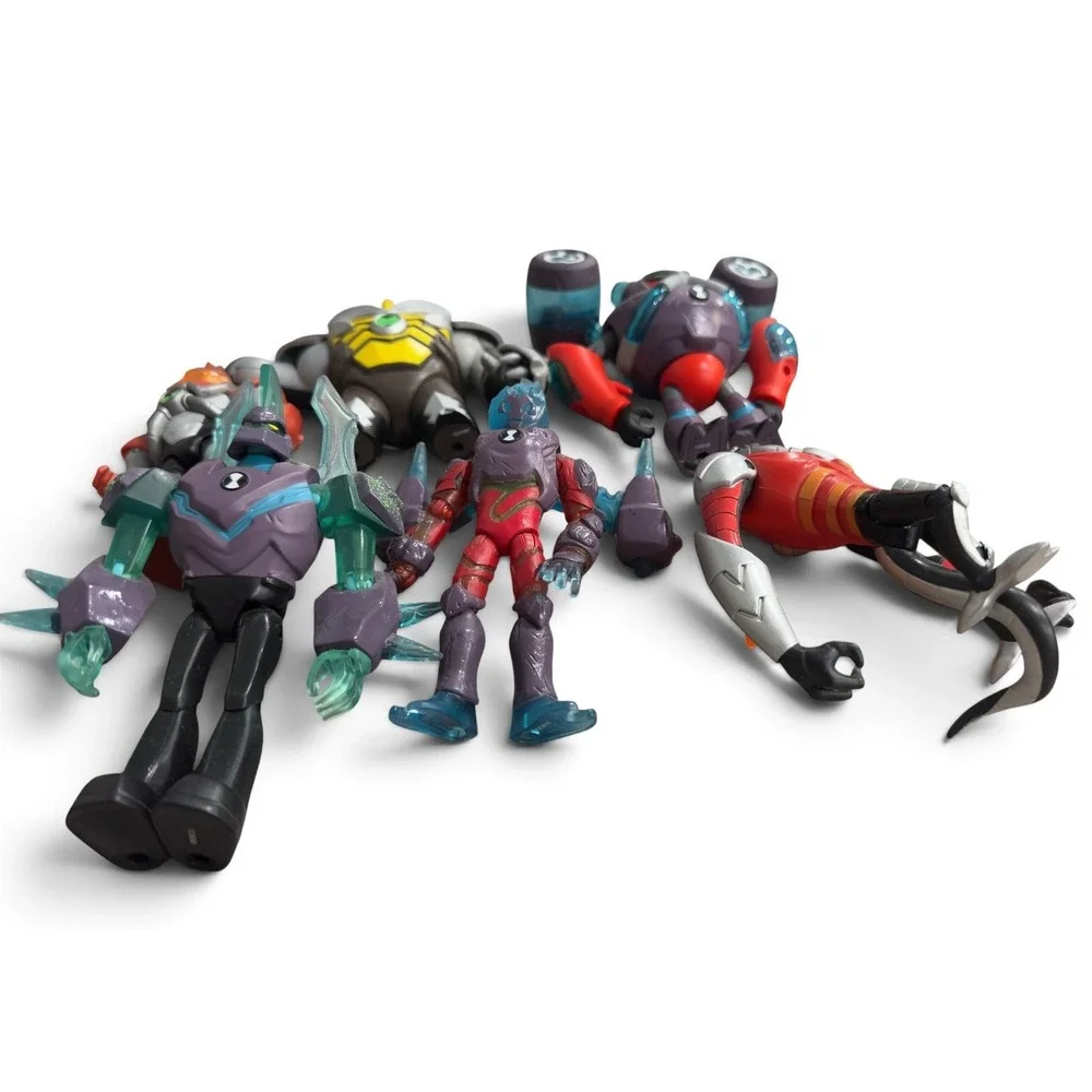 Ben 10 Figure Lot Playmates Omni Enhanced Heatblast Diamondhead Cannonbolt 6pc